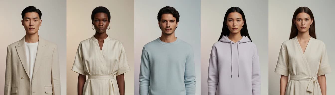 Pose template library interface showing multiple professional fashion pose options