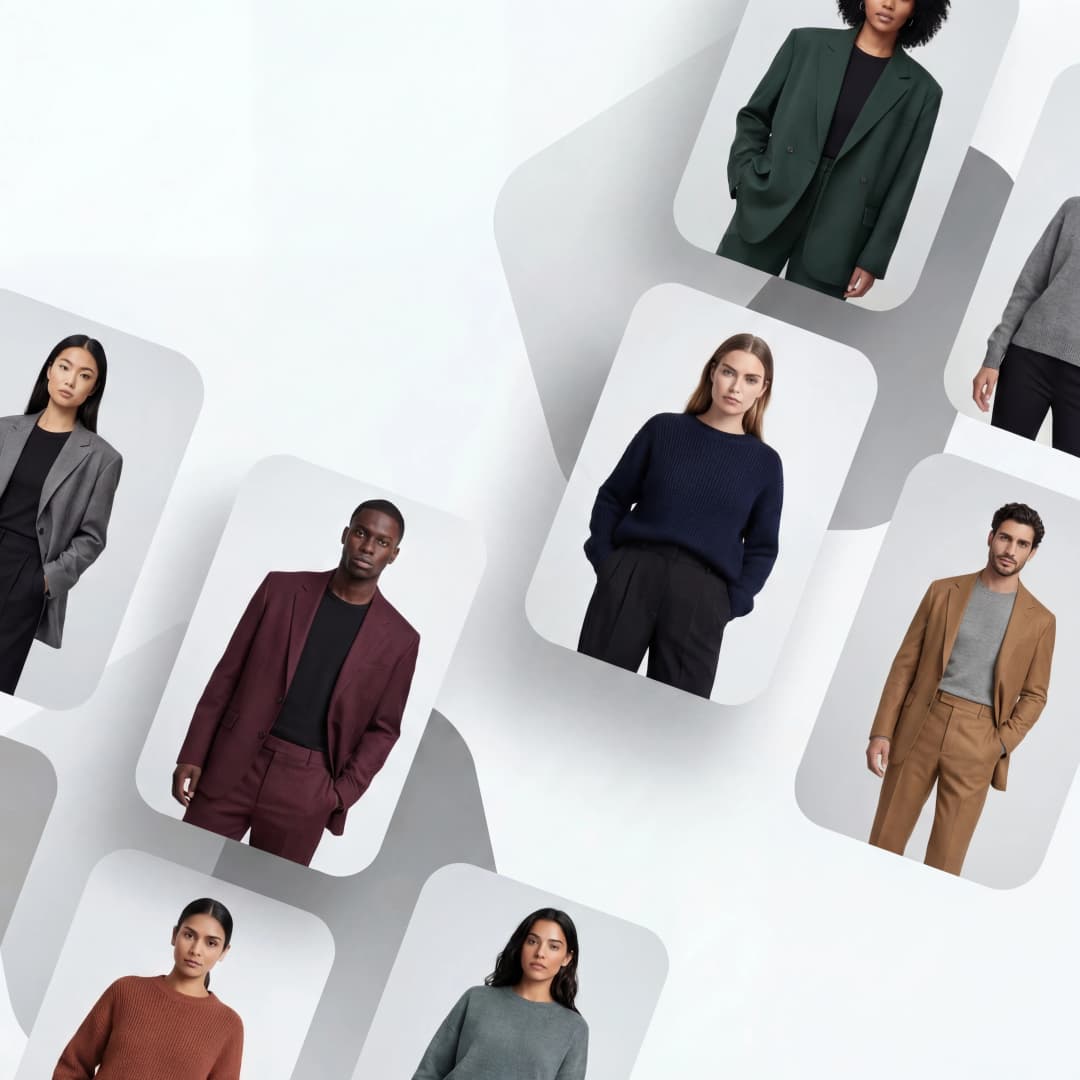 Diverse virtual fashion models for inclusive e-commerce photography featuring multiple ethnicities and body types in professional studio