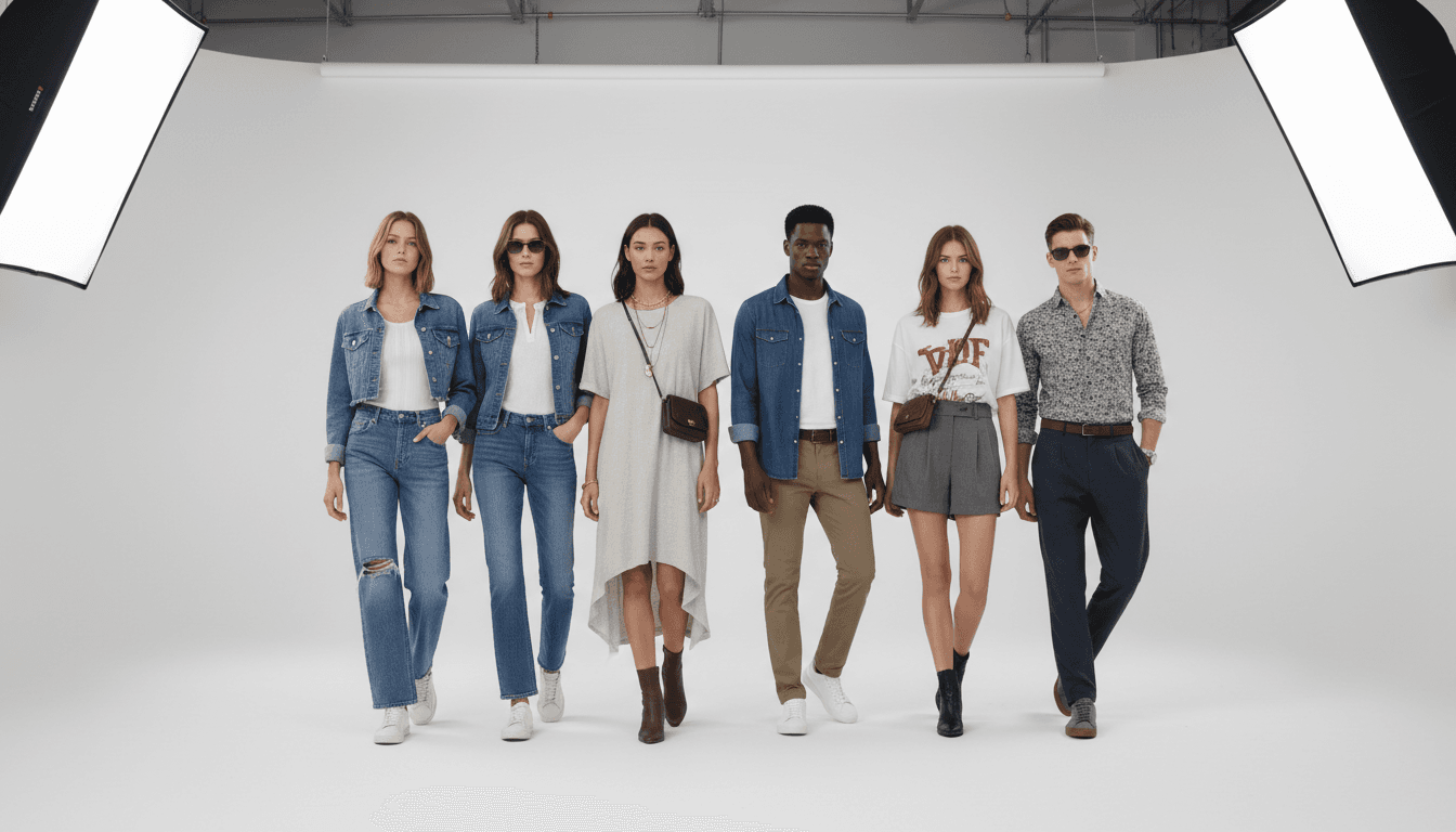 AI-generated fashion models wearing trendy clothing for Shopify store product photography