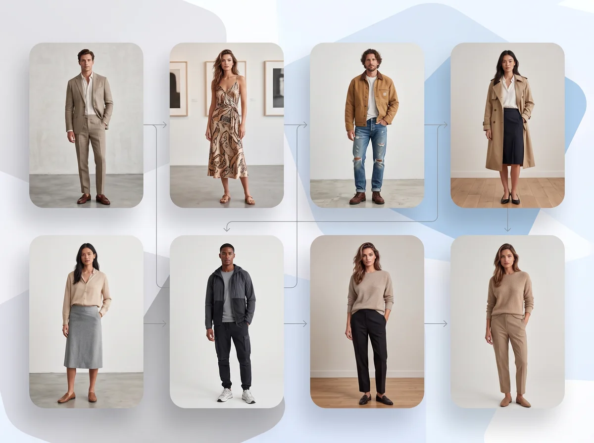 Foto di look in alta risoluzione preparate per schede di negozio online