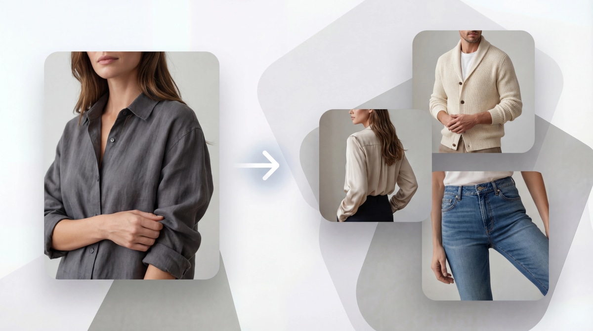 AI-generated model photo showing natural fabric drape and fit - realistic garment placement