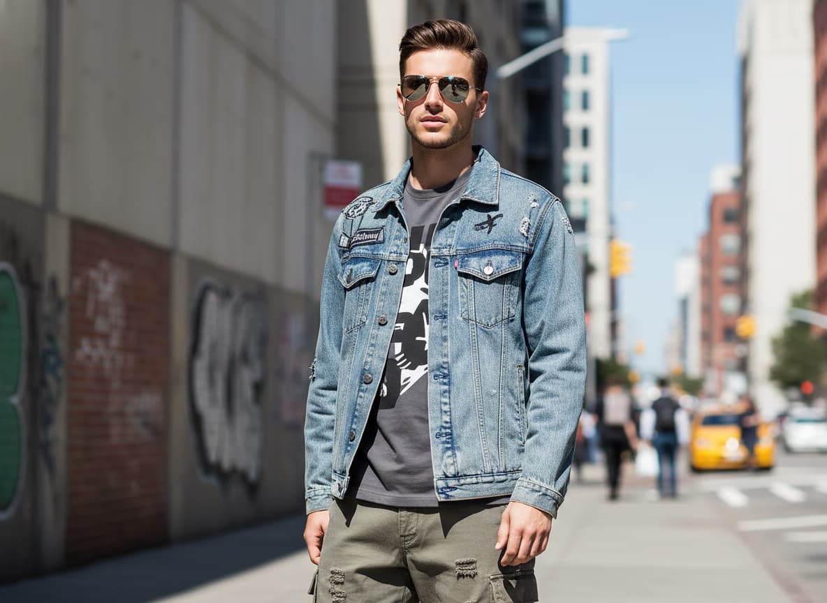 AI model wearing sunglasses with stylish outfit showing lifestyle fashion and face fit