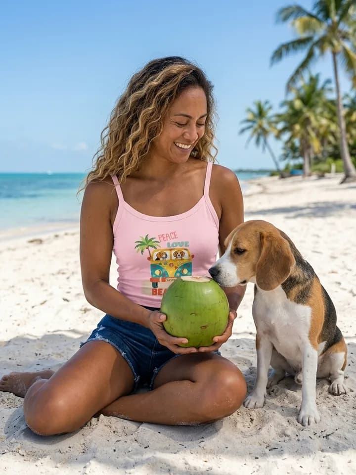 Florida Keys Beagle tees and tanks on AI-generated models around the Florida Keys 4