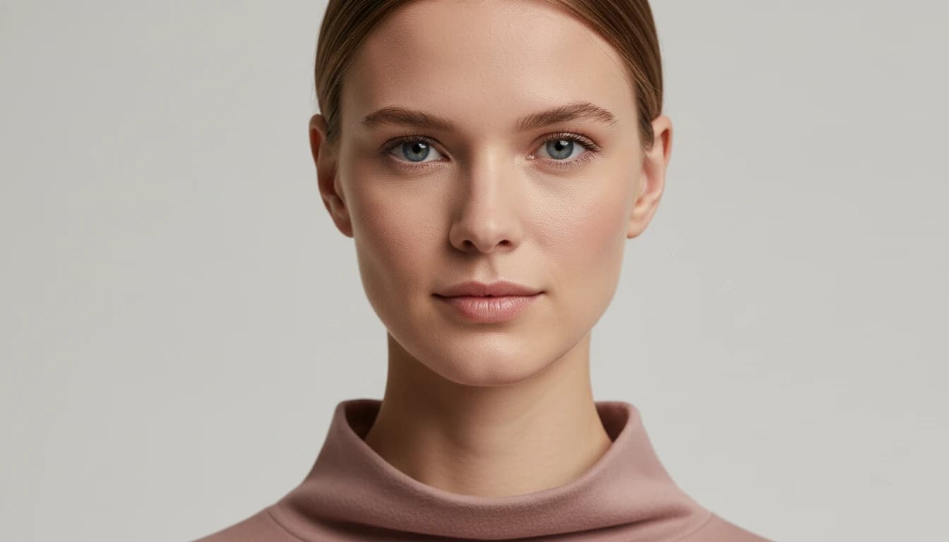 AI-generated fashion model professional closeup portrait for e-commerce product photography with consistent facial features