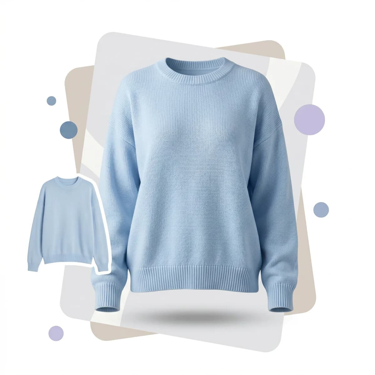 Unsichtbarer Mannequin-Service - blauer Rundhals-Pullover mit entferntem Mannequin