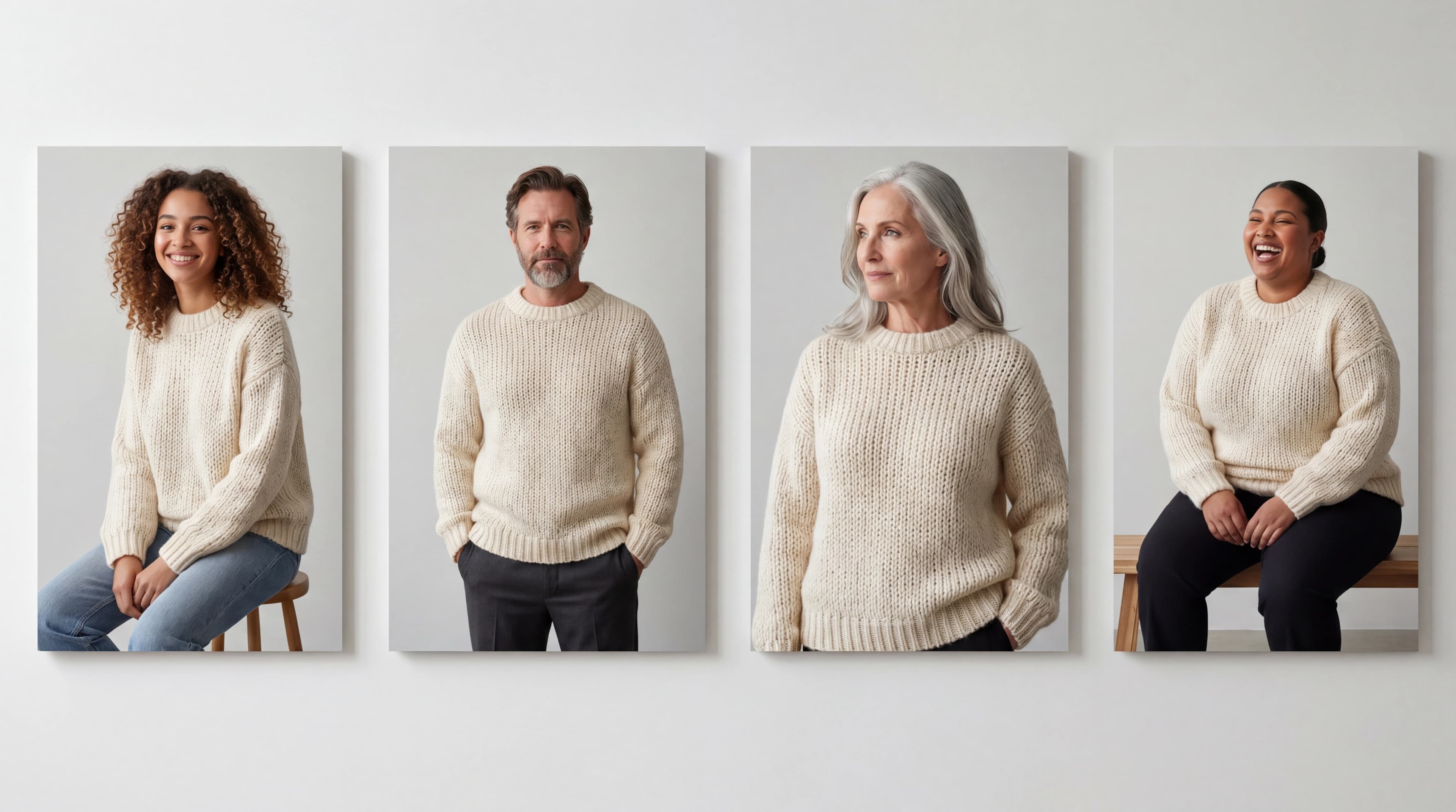 Modelos y poses de IA diversos para una galería de productos