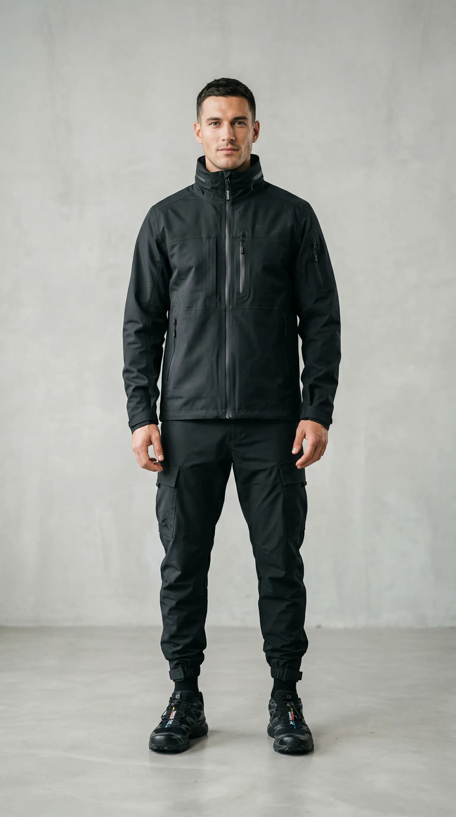 AI fashion model in tech-wear outfit for modern product photography