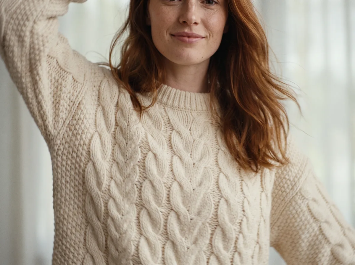 Die Stoffbewegung eines Strickpullovers, eingefangen in einem KI-generierten Clip