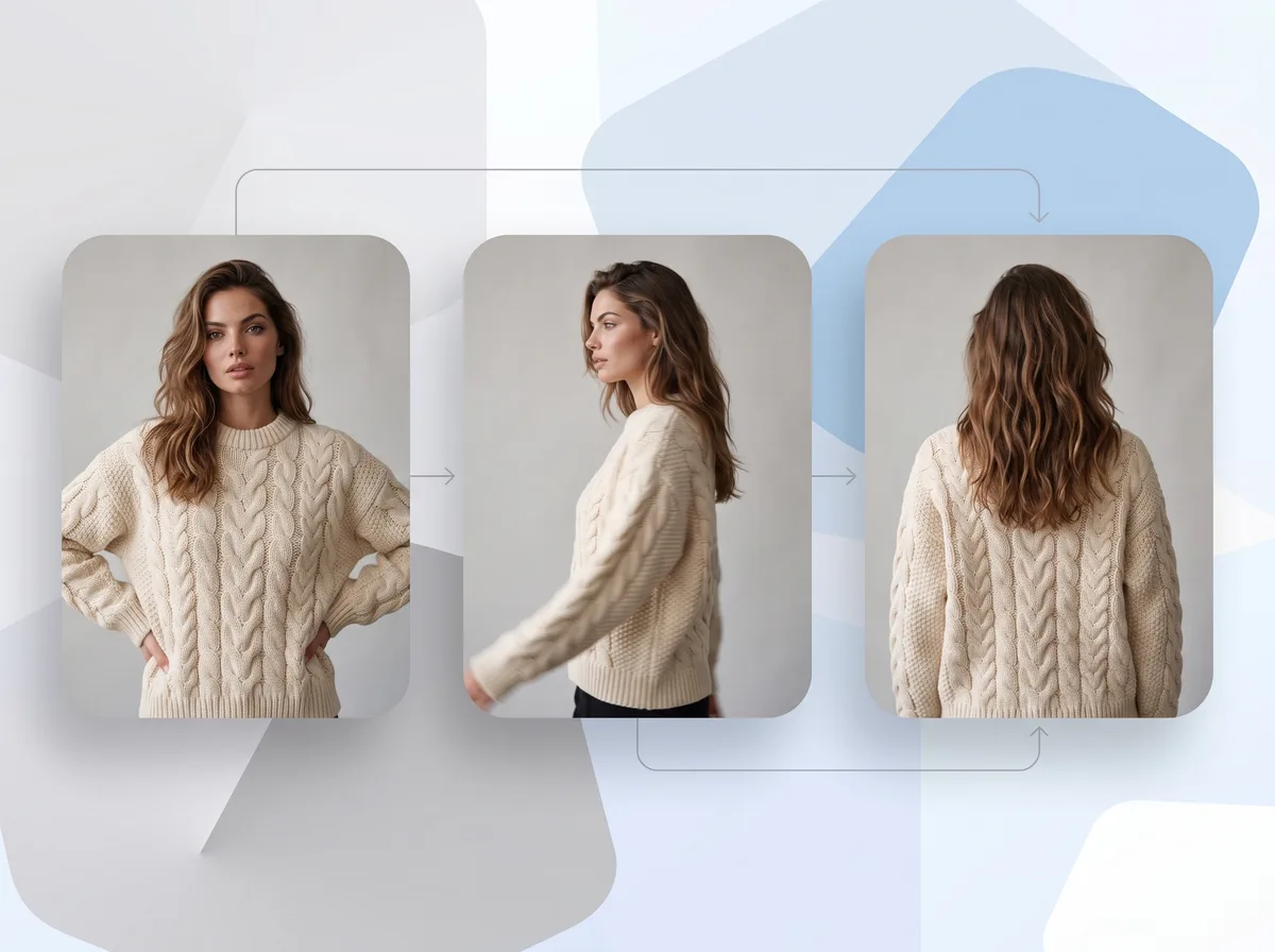 Bewegtes Model in einem Kleidungsstück, animiert aus einem Foto
