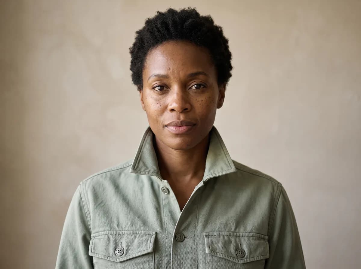 AI photoshoot for clothing brand: a close portrait of a model in the overshirt