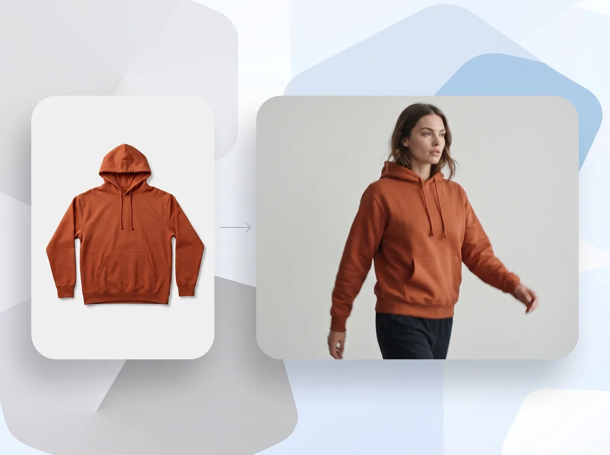Foto de producto de una marca de ropa convertida en un fotograma de video sobre modelo