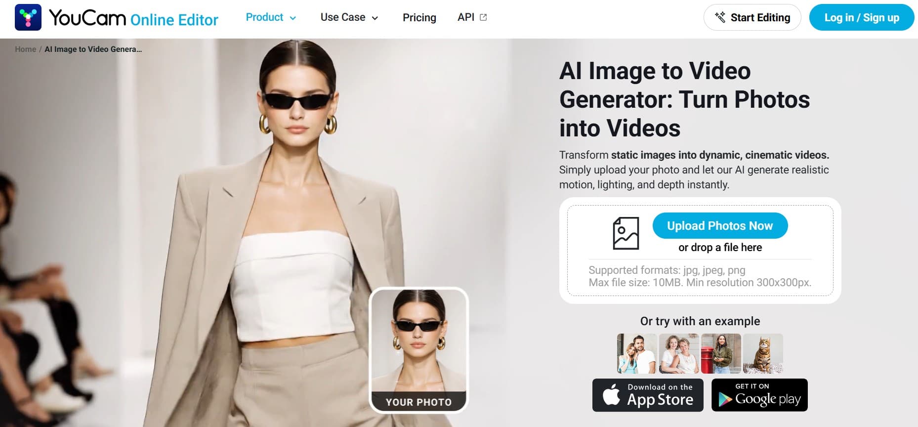 YouCam Online Editor AI fashion video generation for ecommerce