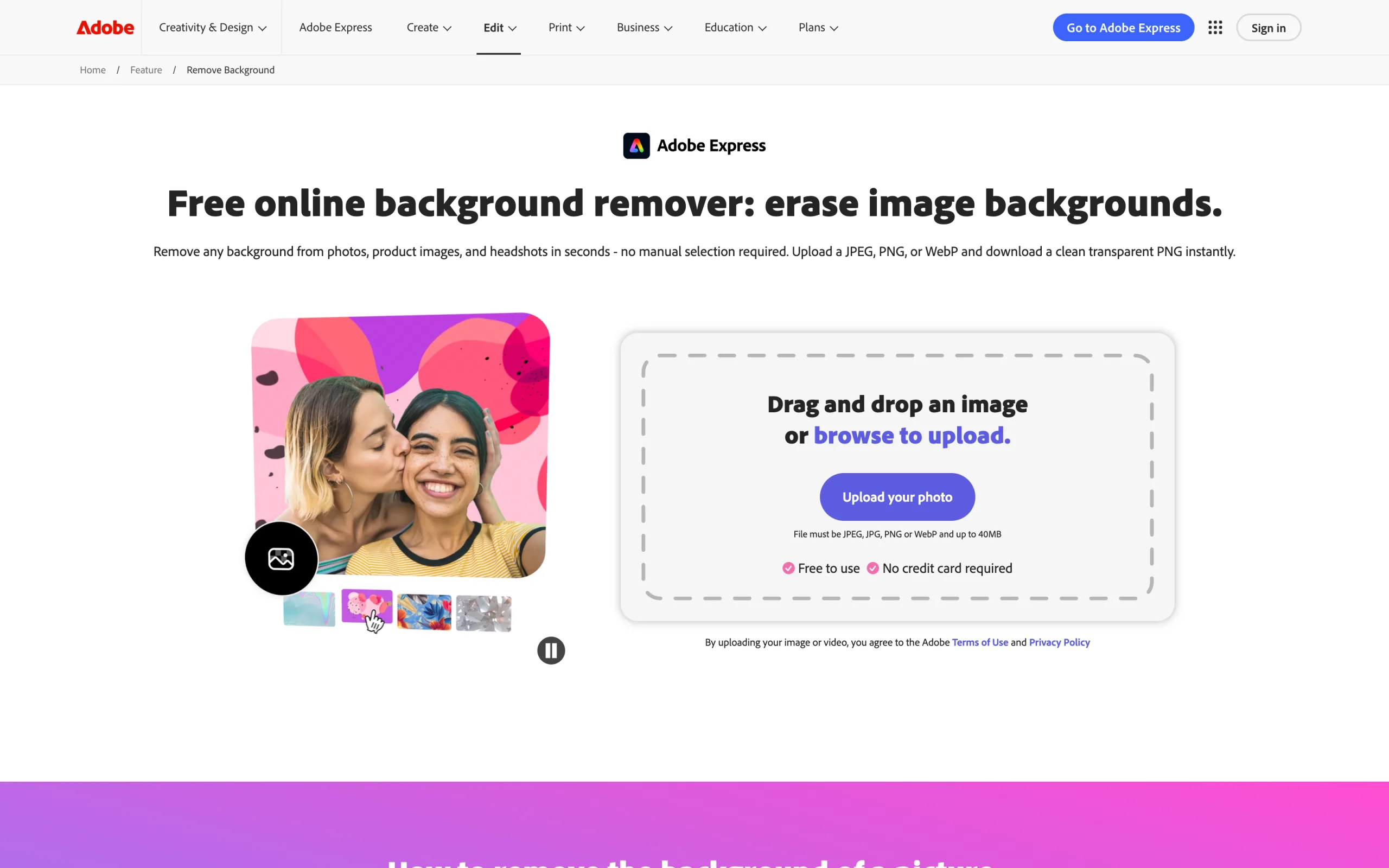 AI Background Removal with Adobe Express