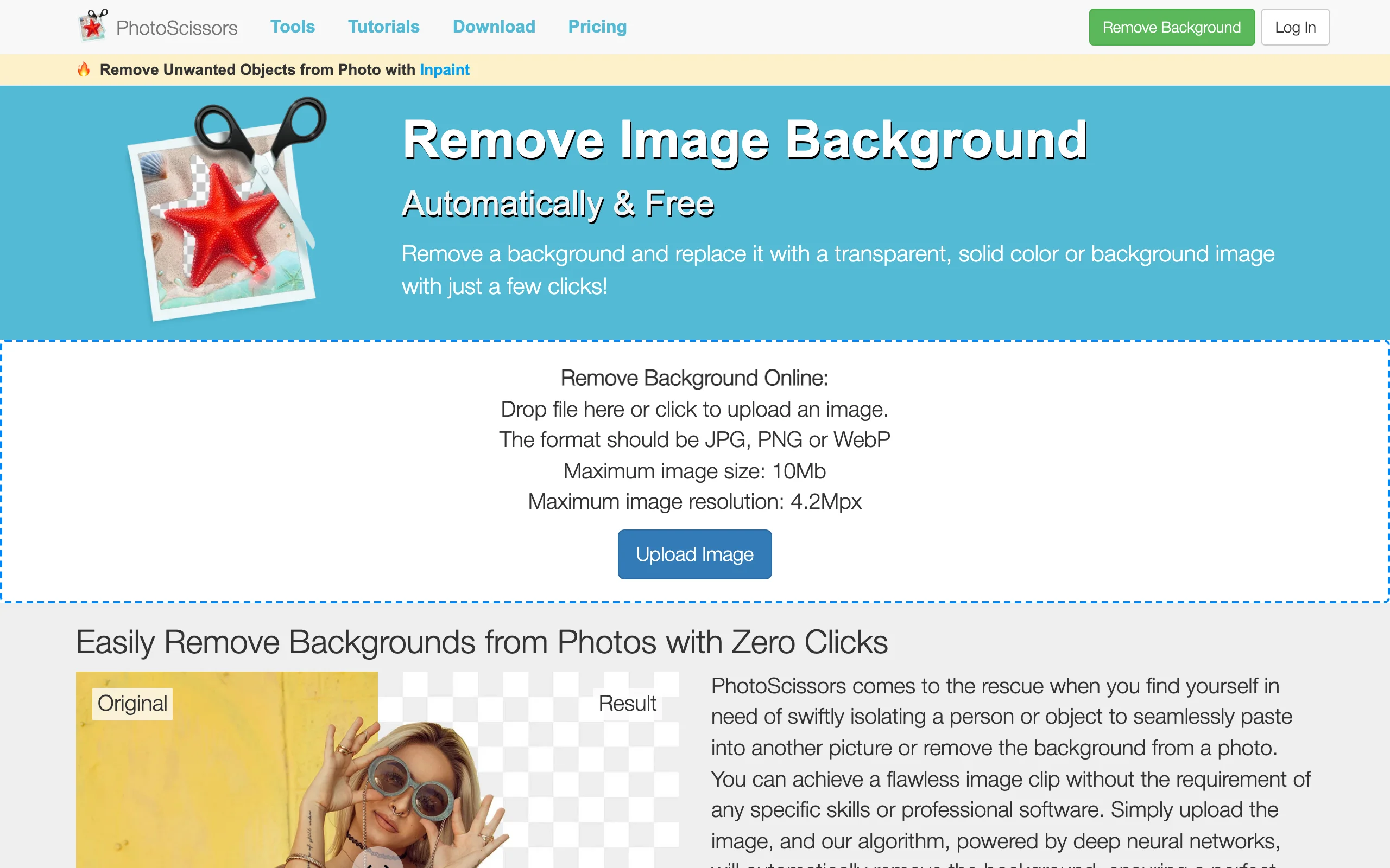 AI Background Removal with PhotoScissors