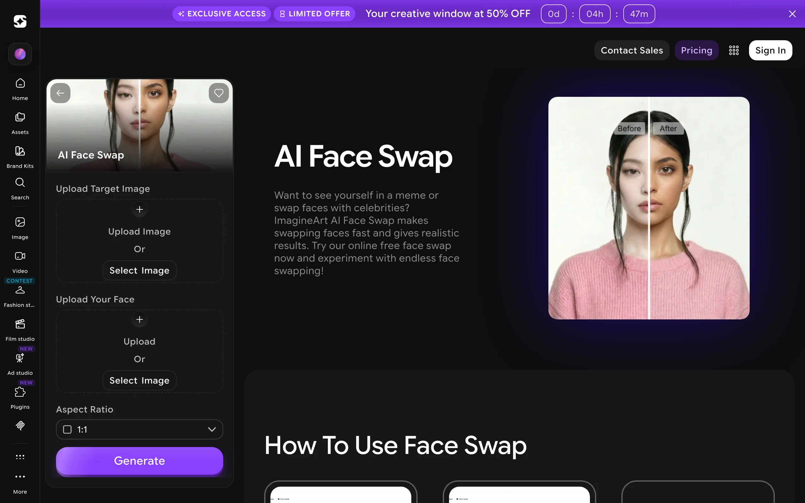 Face Swap with ImagineArt