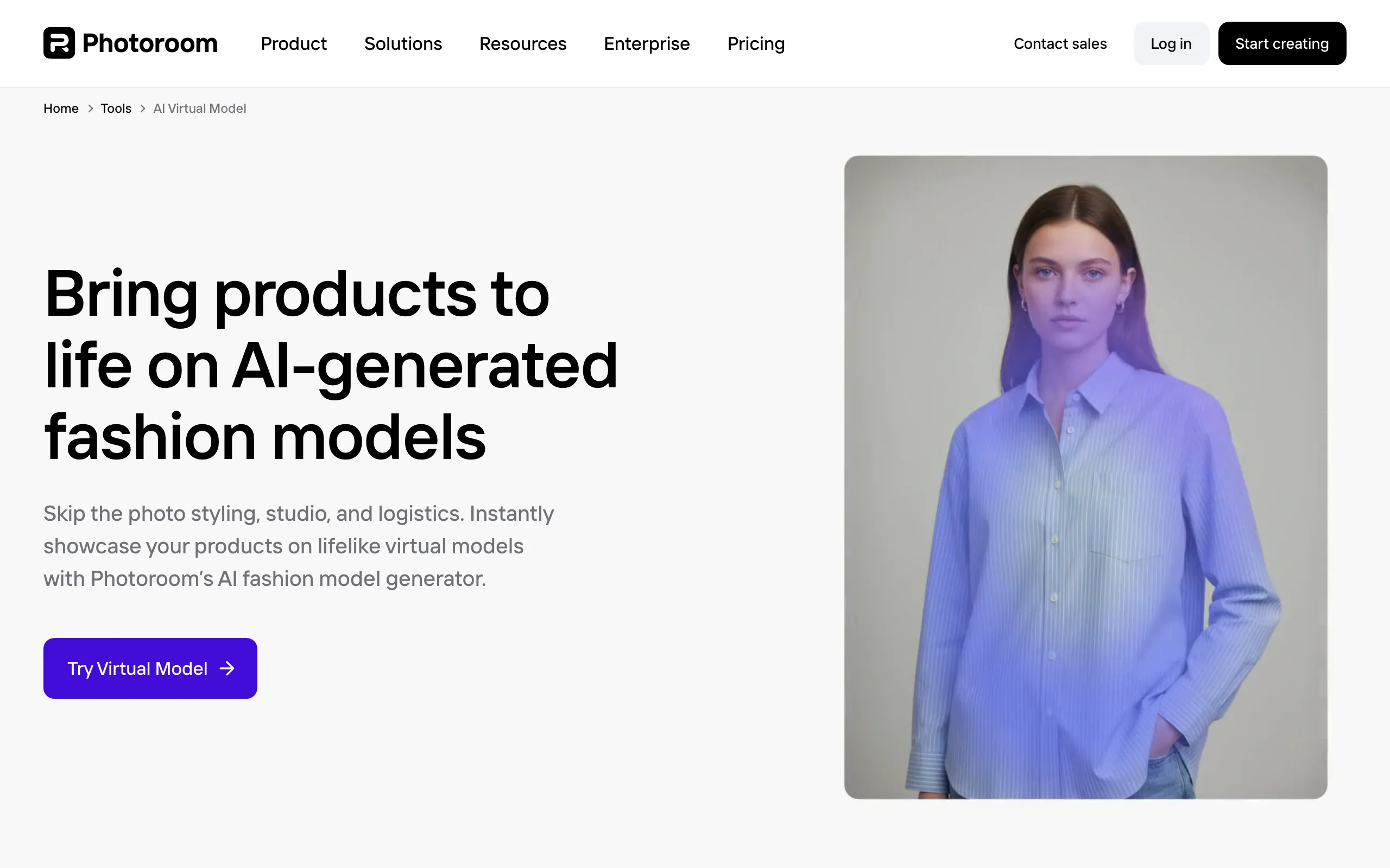 Photoroom virtual model feature