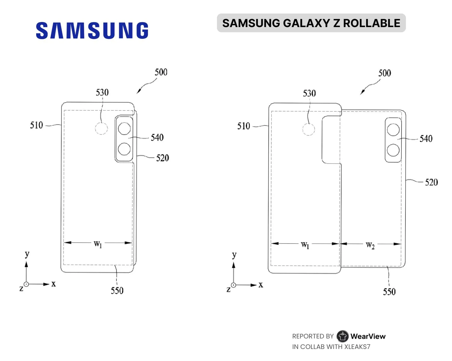 Drawings of Samsung Galaxy Z Rollable | Image: WearView